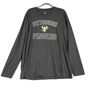 Pittsburgh Penguins NHL Fanatics Long Sleeve T-Shirt‎ Mens 2XL Gray Hockey